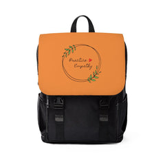 Casual Shoulder Backpack, Olive Branch Logo, orange-Bags-Practice Empathy