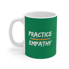 Ceramic Mug, Rainbow Logo, forest green-Mug-Practice Empathy