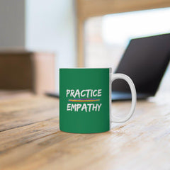 Ceramic Mug, Rainbow Logo, forest green-Mug-Practice Empathy
