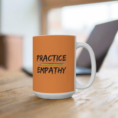 Ceramic Mug, Rainbow Logo, light orange-Mug-Practice Empathy