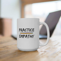 Ceramic Mug, Rainbow Logo, white-Mug-Practice Empathy