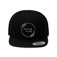 Embroidered Flat Bill Hat, Olive Branch Logo (OFFICIAL Snapback)-Hats-Practice Empathy