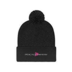 Embroidered Pom Pom Beanie, Classic Logo-Hats-Practice Empathy