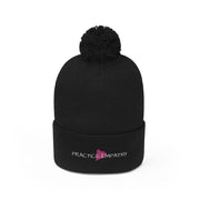 Embroidered Pom Pom Beanie, Classic Logo-Hats-Practice Empathy
