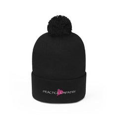 Embroidered Pom Pom Beanie, Classic Logo-Hats-Practice Empathy