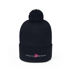 Embroidered Pom Pom Beanie, Classic Logo-Hats-Practice Empathy