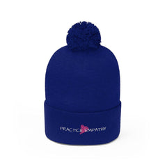 Embroidered Pom Pom Beanie, Classic Logo-Hats-Practice Empathy
