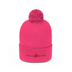 Embroidered Pom Pom Beanie, Classic Logo-Hats-Practice Empathy