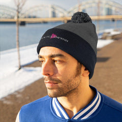Embroidered Pom Pom Beanie, Classic Logo-Hats-Practice Empathy