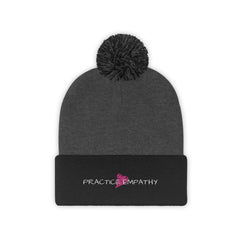 Embroidered Pom Pom Beanie, Classic Logo-Hats-Practice Empathy