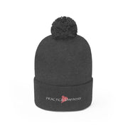 Embroidered Pom Pom Beanie, Classic Logo-Hats-Practice Empathy