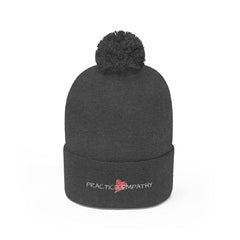 Embroidered Pom Pom Beanie, Classic Logo-Hats-Practice Empathy