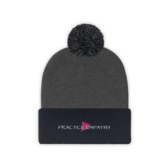 Embroidered Pom Pom Beanie, Classic Logo-Hats-Practice Empathy