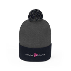 Embroidered Pom Pom Beanie, Classic Logo-Hats-Practice Empathy