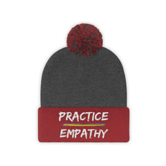 Embroidered Pom Pom Beanie, Rainbow Logo-Hats-Practice Empathy