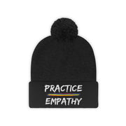 Embroidered Pom Pom Beanie, Rainbow Logo-Hats-Practice Empathy