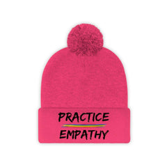 Embroidered Pom Pom Beanie, Rainbow Logo-Hats-Practice Empathy