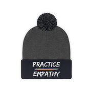Embroidered Pom Pom Beanie, Rainbow Logo-Hats-Practice Empathy