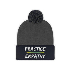 Embroidered Pom Pom Beanie, Rainbow Logo-Hats-Practice Empathy
