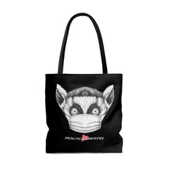 Large Tote Bag, Lenny the Lemur, black-Bags-Practice Empathy