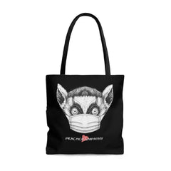 Large Tote Bag, Lenny the Lemur, black-Bags-Practice Empathy