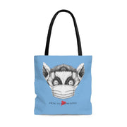 Large Tote Bag, Lenny the Lemur, Carolina blue-Bags-Practice Empathy