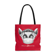 Large Tote Bag, Lenny the Lemur, deep red-Bags-Practice Empathy
