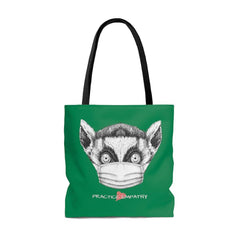 Large Tote Bag, Lenny the Lemur, forest green-Bags-Practice Empathy