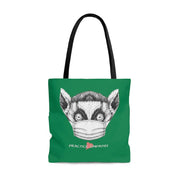Large Tote Bag, Lenny the Lemur, forest green-Bags-Practice Empathy