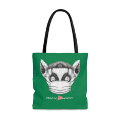 Large Tote Bag, Lenny the Lemur, forest green-Bags-Practice Empathy