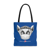 Large Tote Bag, Lenny the Lemur, royal blue-Bags-Practice Empathy