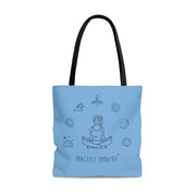 Large Tote Bag, Mantras of the Mind, female, Carolina blue-Bags-Practice Empathy