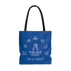 Large Tote Bag, Mantras of the Mind, female, royal blue-Bags-Practice Empathy