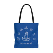 Large Tote Bag, Mantras of the Mind, female, royal blue-Bags-Practice Empathy