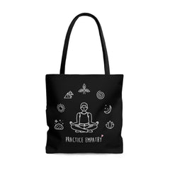 Large Tote Bag, Mantras of the Mind, male, black-Bags-Practice Empathy