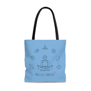 Large Tote Bag, Mantras of the Mind, male, Carolina blue-Bags-Practice Empathy