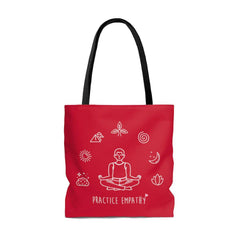 Large Tote Bag, Mantras of the Mind, male, deep red-Bags-Practice Empathy