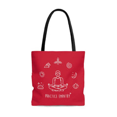Large Tote Bag, Mantras of the Mind, male, deep red-Bags-Practice Empathy