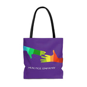 Large Tote Bag, My Hand to Yours, dark purple-Bags-Practice Empathy