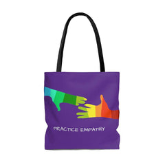 Large Tote Bag, My Hand to Yours, dark purple-Bags-Practice Empathy