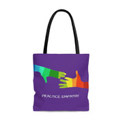 Large Tote Bag, My Hand to Yours, dark purple-Bags-Practice Empathy