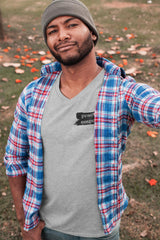 Men's Jersey Short Sleeve V-Neck Tee, Brushes Logo-V-neck-Practice Empathy