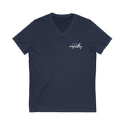 Men's Jersey Short Sleeve V-Neck Tee, Hand in Hand Logo-V-neck-Practice Empathy