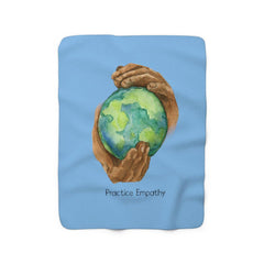 Sherpa Fleece Blanket, Nourishing Home, Carolina blue-Home Decor-Practice Empathy