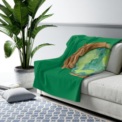 Sherpa Fleece Blanket, Nourishing Home, forest green-Home Decor-Practice Empathy