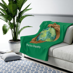 Sherpa Fleece Blanket, Nourishing Home, forest green-Home Decor-Practice Empathy