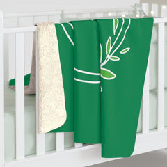 Sherpa Fleece Blanket, Olive Branch Logo, forest green-Home Decor-Practice Empathy