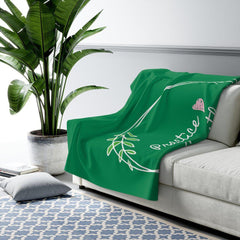 Sherpa Fleece Blanket, Olive Branch Logo, forest green-Home Decor-Practice Empathy