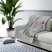 Sherpa Fleece Blanket, Olive Branch Logo, light gray-Home Decor-Practice Empathy