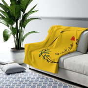 Sherpa Fleece Blanket, Olive Branch Logo, yellow-Home Decor-Practice Empathy